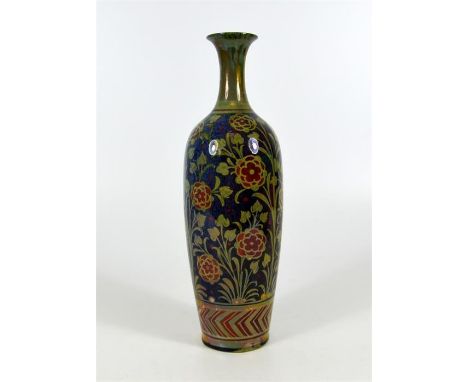 A Pilkingtons Royal Lancastrian lustre vase decorated with flowers. Signed by Richard Joyce. Circa 1919. Height 21.5cm. 