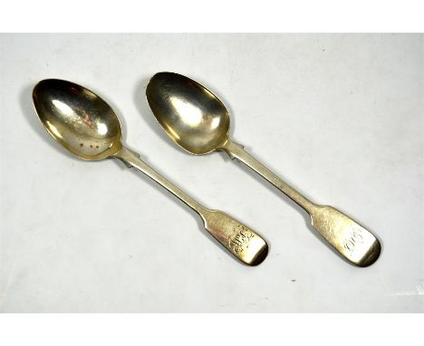 Two Victorian silver spoons, one by William Rawlings Sobey, Exeter 1848, one by Edward Millard, Exeter 1847. Length 14cm, tot