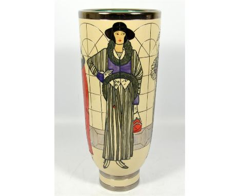 A Dennis Chinaworks vase designed by Sally Tuffin, 'Spring shopper 1914', number 10 of an edition of 20. Height 31.5cm.