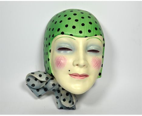 A Lenci wall mask, 'Maschera Con Nodo', by Elena Konig Scavini (1886-1974). Circa 1930. Painted marks, Lenci Torino Italy. Le