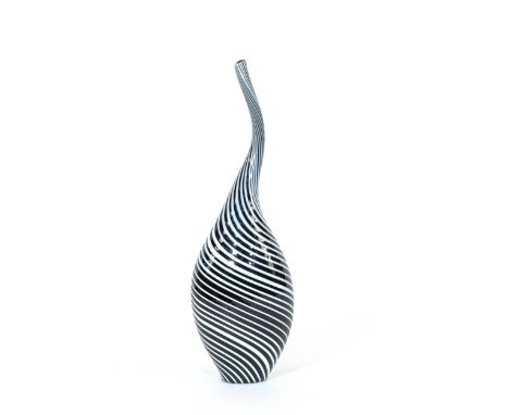 A Pauly &amp; Co. small glass flask, with white streaked decoration, 16cm