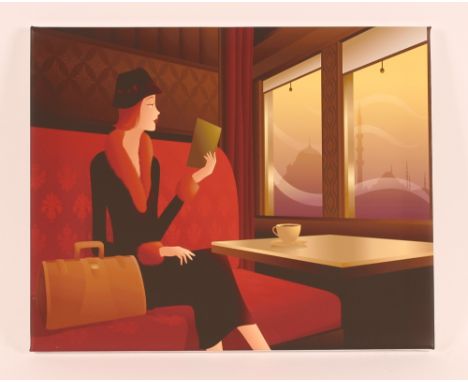 Three modern prints on canvas, depicting Art Deco scenes (unframed)