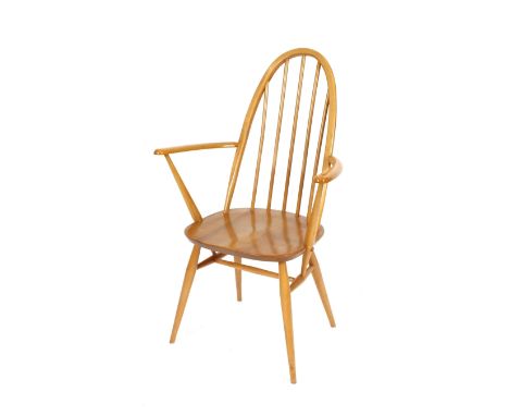 Ten Ercol stick back dining chairs, to include eight standards and two elbows