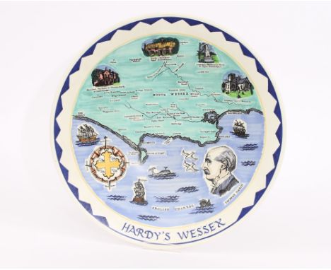 A Poole Pottery limited edition commemorative plate, for The Thomas Hardy Festival, Dorchester, July 1968, No.52/250, 42cm di
