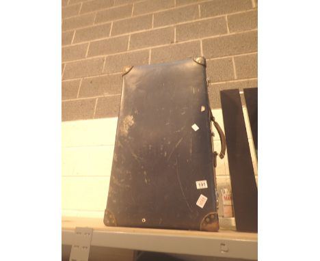 Vintage leather cornered suitcase