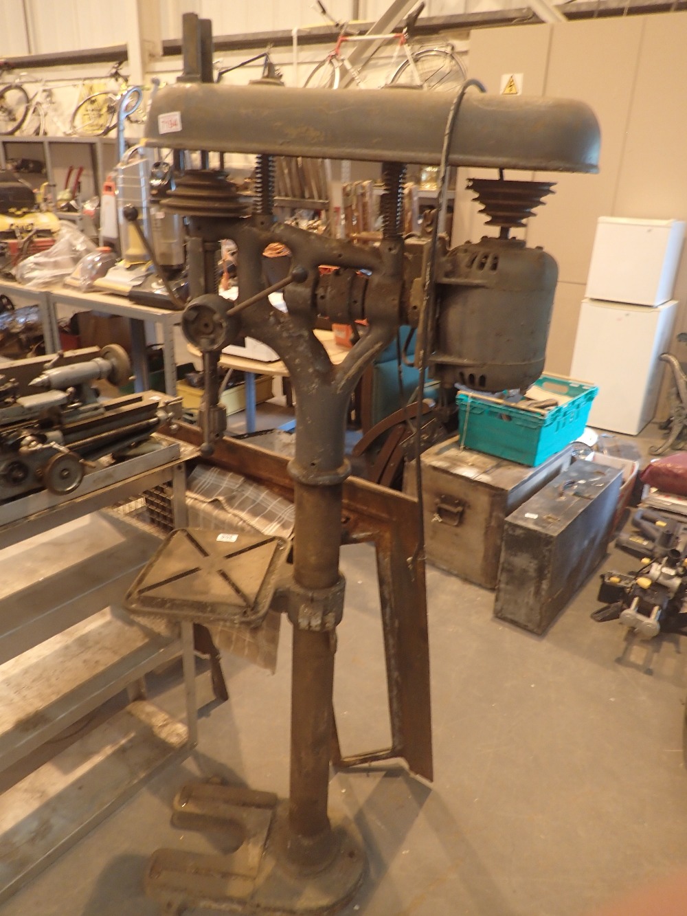 Vintage free standing pillar drill marked Denbigh