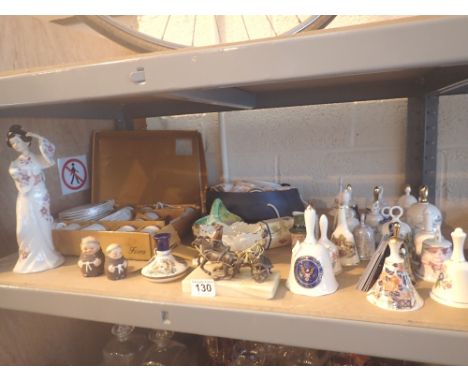 Shelf of mixed ceramics including Goebel and coffee sets 