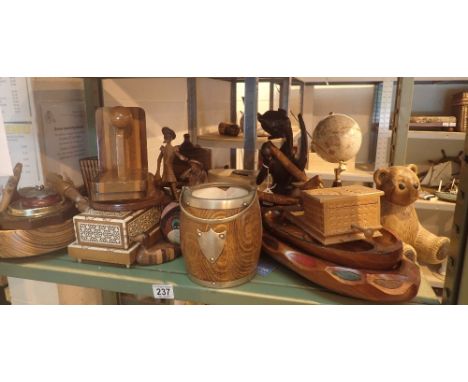 Shelf of carved and turned wood items