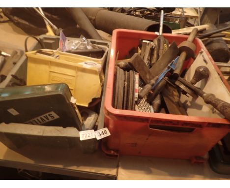 Three boxes of mixed tools and fixings 