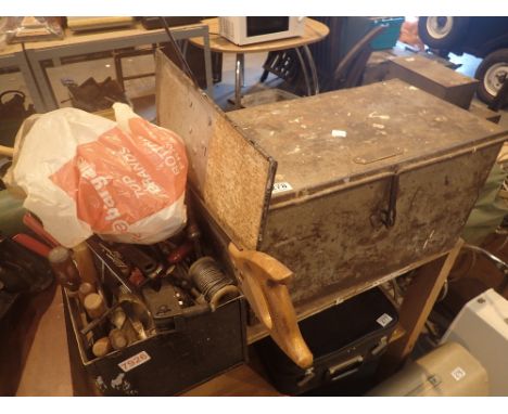 Large quantity of mixed carpentry and engineering tools, including metal tool box