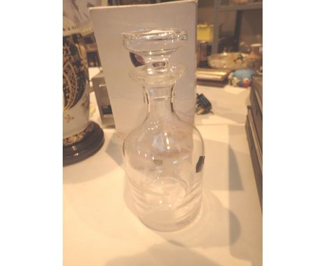 Boxed Stuart Strathearn collection crystal decanter with etched fishing scene
