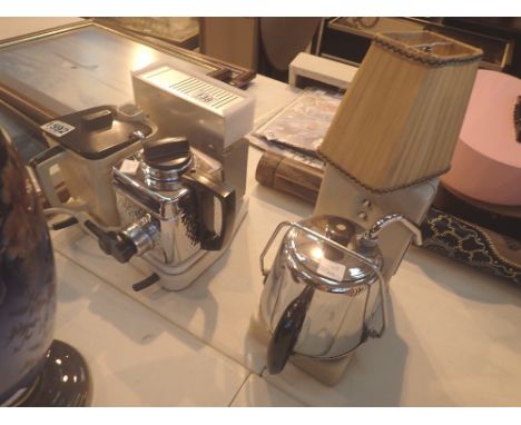 Two vintage teasmades, Goblin and Hawkins