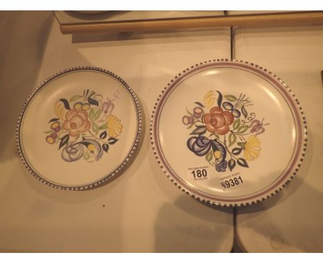 Two Poole pottery plates in floral pattern