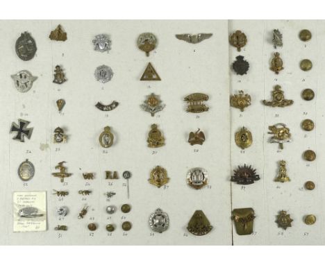 An interesting early to mid 20th century military collection of mostly cap badges and buttons, including a WWII Third Reich N