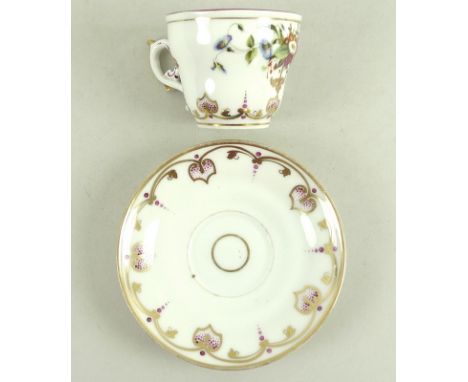 A Continental 19th century part tea set, comprising nine cups, 11 by 7cm, twelve saucers, 14cm, and bowl, 20.5 by 9.5cm, all 