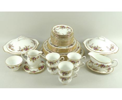 A Royal Grafton part dinner service, comprising six tea cups, 11.5 by 8cm, six saucers, 14.5cm, eleven cake plates, 16cm, six