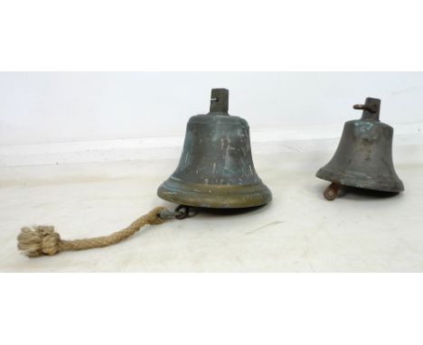 A London County Council brass firebell, stamped LCC GJ35, rescued from a demolished building, Rotary Street Southwark, 26 by 