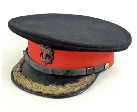 A George V Staff Brigadier's No. 1 Dress Visor Cap, by A J White Ltd, Jermyn St, London with black wool upper, with 52mm wide