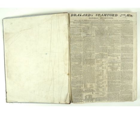 Drakard's Stamford News, folio, bound copy,  volumes 4, 5 and 6. from Friday January 1 1814, to December 29 1815, with headli