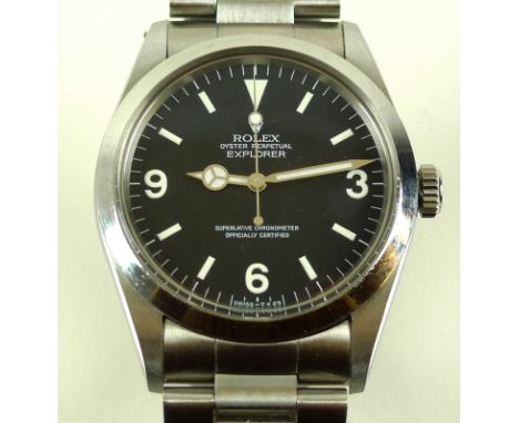 CATALOGUE AMENDMENT: NOW THOUGHT TO BE 1976-77 RATHER THAN 1960's.A Rolex Oyster Perpetual Explorer steel cased gentleman's w