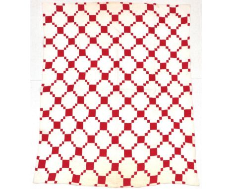 From the Estate of Hannah Hauxwell (1926-2018) Late 19th Century Cotton Patchwork Quilt, comprising a turkey red and white ge