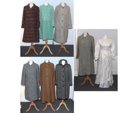 From the Estate of Hannah Hauxwell (1926-2018) Assorted Costume, including an early 20th century wedding dress woven with flo