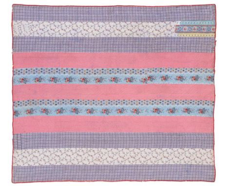 From the Estate of Hannah Hauxwell (1926-2018) Large Late 19th Century Cotton Strippy Quilt, comprising stripes of purple and