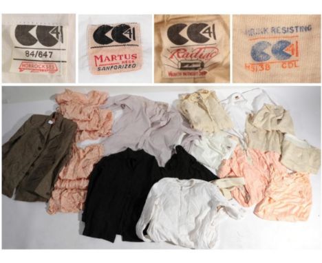 Assorted Mid 20th Century Costume Bearing the CC41 Mark, comprising a lady's Hepton Tailored Clothes tweed jacket; Marley Ray