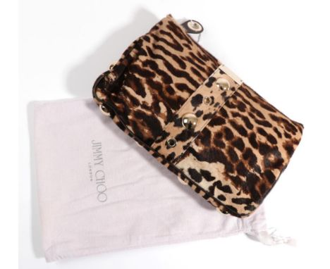 Jimmy Choo Leopard Print Faux Ponyskin Clutch Bag, with eyelet and stud detail, 18cm by 30cm, with dust bag 