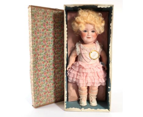 A Rare German Porzellanfabrik Burggrub Princess Elizabeth Bisque Head Doll In Original Box, with sleeping blue eyes, blond cu