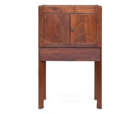 A George III mahogany rectangular tray topped commode, fitted with two hinged doors and drawer beneath, 48cmWProvenance: from