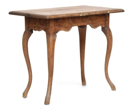 A 19th century Continental oak side table on cabriole supports, 79cmWProvenance: from the estate of Elizabeth Pepys-Cockerell