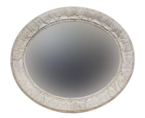 An Italian white painted oval mirror, acanthus frame, 72x62cmProvenance: from the estate of Elizabeth Pepys-Cockerell, whose 