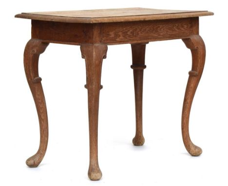 A 19th century continental oak side table with moulded rectangular top on cabriole legs, 90x52.5x75.5cmHProvenance: from the 