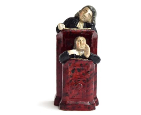 A Staffordshire earthenware pulpit group of 'The Parson and the Clerk', circa 1830, 24cmHProvenance: from the estate of Eliza