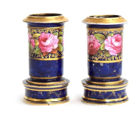 A pair of Spode blue-ground spill vases, circa 1820-1825, iron-red marks, pattern no. 2573, each 11cmHProvenance: from the es