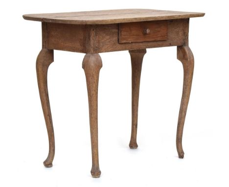 A Continental oak side table, fitted with a drawer, on cabriole supportsProvenance: from the estate of Elizabeth Pepys-Cocker