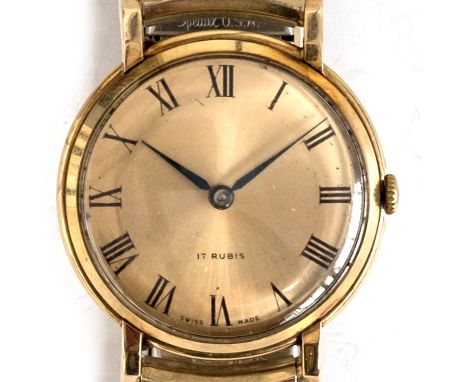 A GENTLEMAN'S 9CT GOLD WRIST WATCH Replacement dial, CYMA marked DS&S case,Movement: 21J, manual wind, swiss.Case: Diameter a