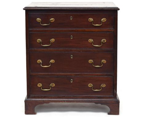 A small George III mahogany chest of four graduating drawers on bracket feet, 63cmW Provenance: from the estate of Elizabeth 