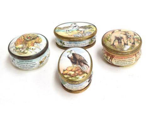 A set of four modern Bilston & Battersea enamel boxesof the 'World Wildlife Collection' U.K. edition (limited), comprising: B
