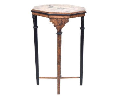 An octagonal burr walnut veneered occasional table 45x68cmHProvenance: from the estate of Elizabeth Pepys-Cockerell, whose hu