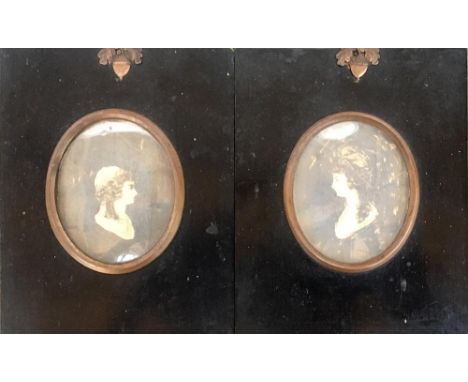 Two late 18th/early 19th century black and white photographic miniatures of Pamela, Lady Fitzgerald and Madame de ?, each 8x6