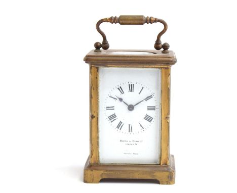 A MAPPIN & WEBB CARRIAGE CLOCK WITH FRENCH MOVEMENTCase: WIDTH 8cm, HEIGHT 11cm, DEPTH 61/2 cm 