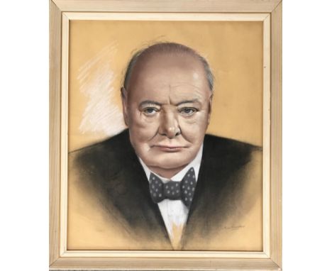 English School 20th Century, Portrait of Sir Winston Leonard Spencer Churchill 1874–1965, 1st April 1957, pastel and watercol