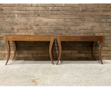 Pair walnut console dressing table with two soft-close drawersDimensions: Height:&nbsp;76cm&nbsp; Length/Width:&nbsp;123cm&nb