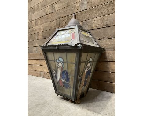 William Younger copper pub advertising lantern with stained glass panels, H75cmDimensions: Height:&nbsp;75cm&nbsp; Length/Wid