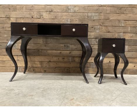 Rosewood finish console dressing table, fitted with two soft-close drawers and matching bedside chest (2)Dimensions: Height:&