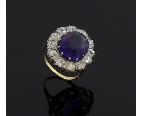 Amethyst and diamond cluster ring