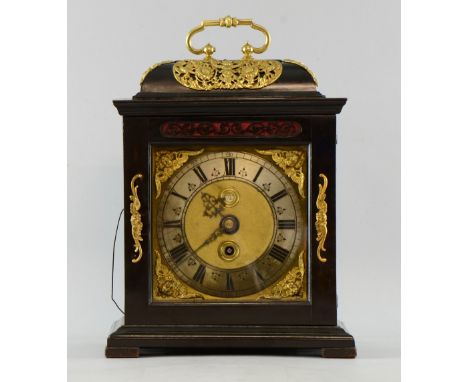 Queen Anne  single fusee bracket clock with repeat By Thomas Farmer London Brass dial with pierced spandrels silvered chapter