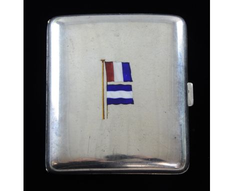 George V silver and enamel case with flags of Yachting and Shipping interest by HBS, London 1930